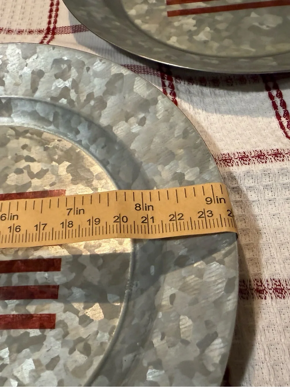 New Pottery Barn Galvanized American Flag Indoor/Outdoor Salad Plates, S/4